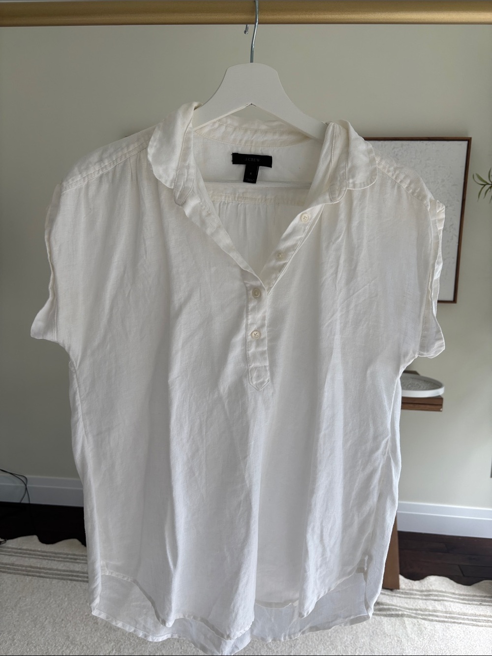 J. Crew White Short-Sleeve Henley Shirt